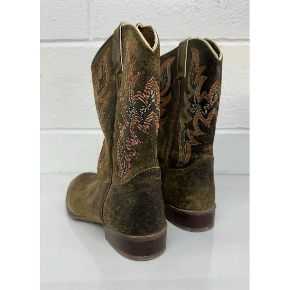 Justin Stampede Collection Kids Cowboy Boots  / Tan Clover Brown / Boys Size 2.5